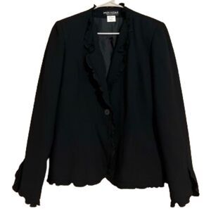 Vintage & Rare BENARD HOLTZMAN Women’s Black Scalloped Edge Blazer Jacket Sz-8
